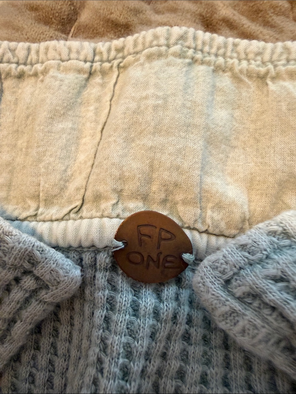 Free People Light green Waffle-Knit Button-Up Sweater Shirt - Picture 2 of 4